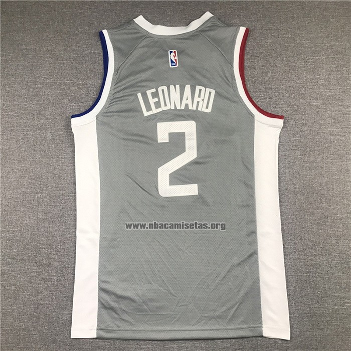 Camiseta Los Angeles Clippers Kawhi Leonard NO 2 Earned 2020-21 Gris